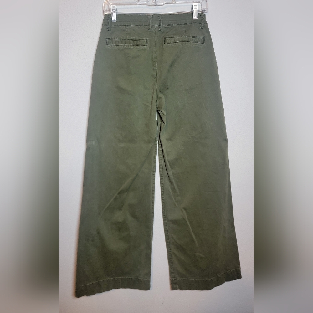 FRAME Olive Green Tomboy Wide Leg Pants - Size 27 - Quiet Luxury Trousers - Picture 3 of 6